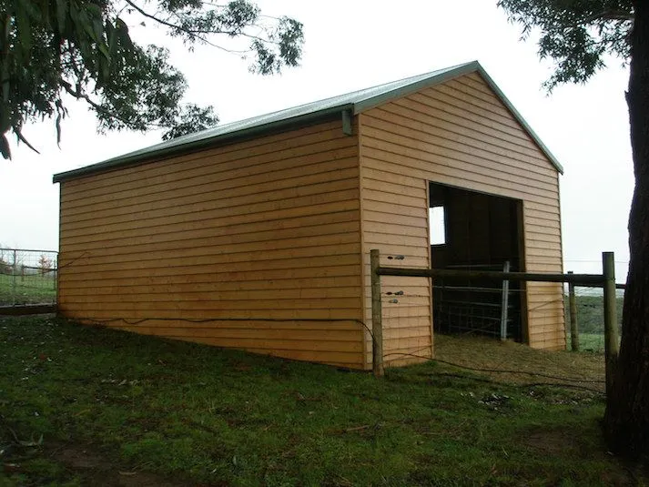 Timber stable, side view